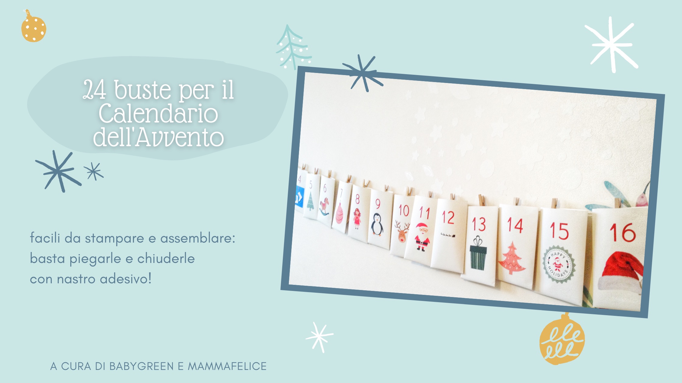 Calendario Dell Avvento Fai Da Te 24 Buste Da Stampare Babygreen