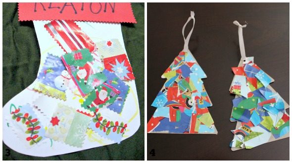 Lavoretti di Natale con carta da regalo riciclata