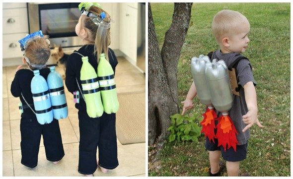 costumi di Carnevale con bottiglie di plastica