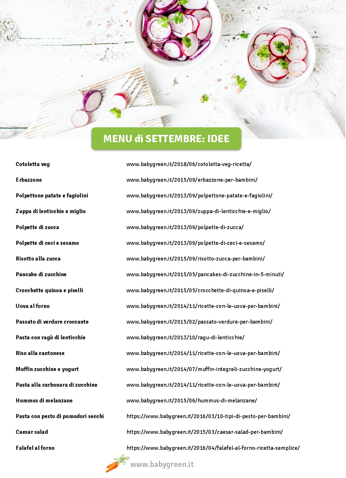 Menu di settembre - BabyGreen